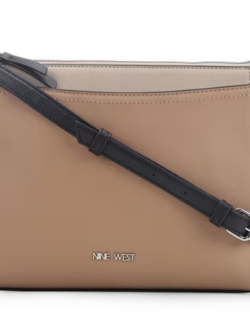 Nine West Two-Tone Pebbled Leather Crossbody - Tan & Black